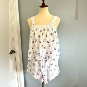 Joie Blue & White Floral Print PJs